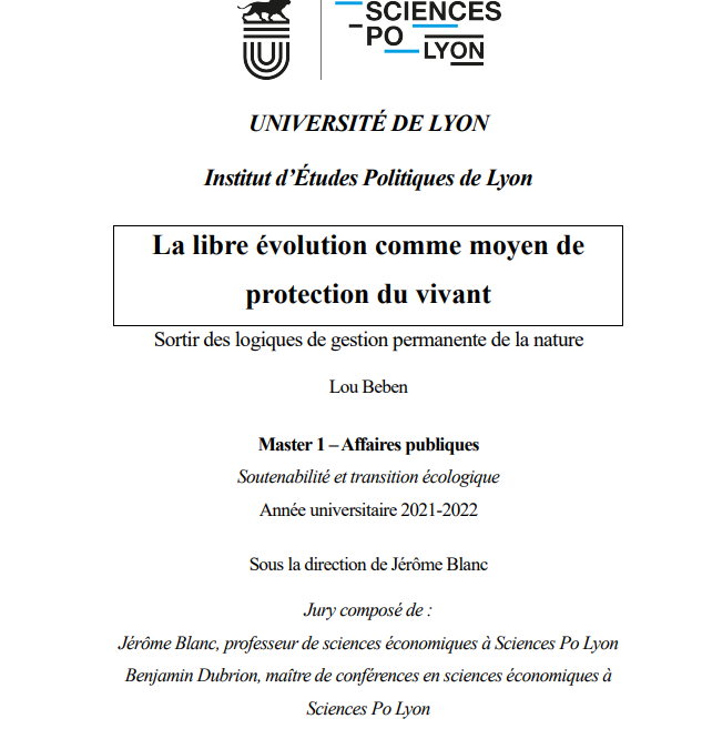 La libre évolution comme moyen de protection du vivant – Sortir des logiques de gestion permanente de la nature